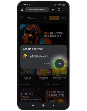 Freshbet Confirmez l'installation