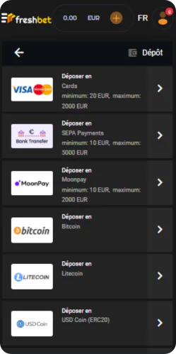 Freshbet app-effectuez-votre-premier-depot