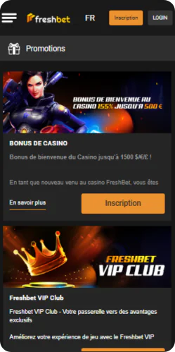 Freshbet app android-page-daccueil